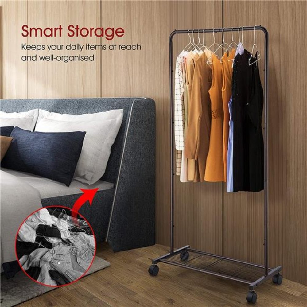 Simple Trending Standard Clothes Garment Rack, Clothing Rolling Rack, Bronze - Picture 6 of 7